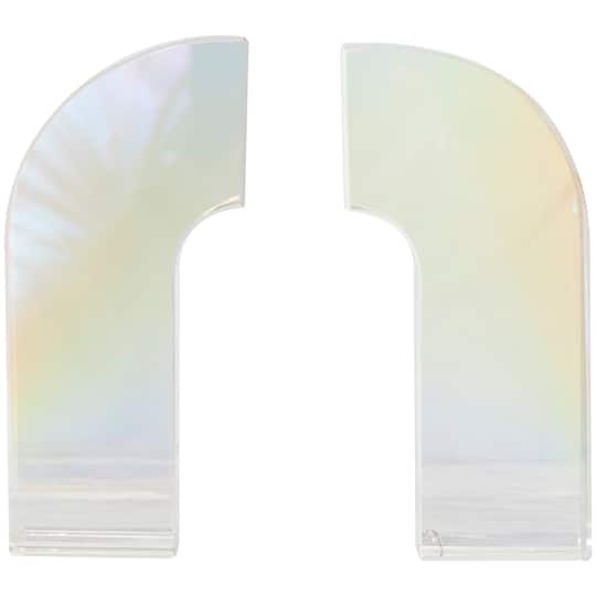 6" Clear Crystal Geometric Arched Bookends Set